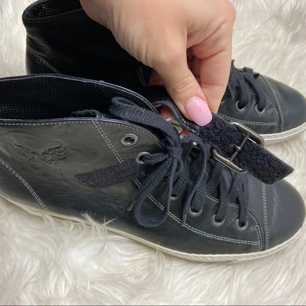 Paul Green Black Leather High Top Sneakers - Picture 4 of 12